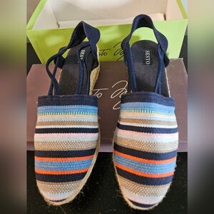 Sesto Multicolor Striped Espadrille Sandals Sz 8 FUN WEDGE